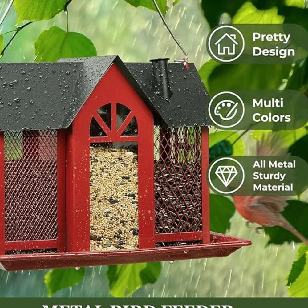Metal bird feeder house